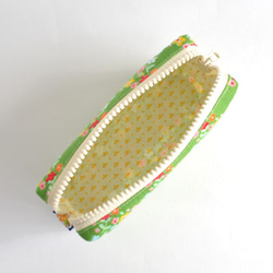 Retro floral mini zipper pouch - "Green Garden" [801] 第8張的照片