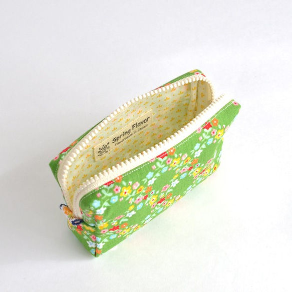 Retro floral mini zipper pouch - "Green Garden" [801] 第7張的照片