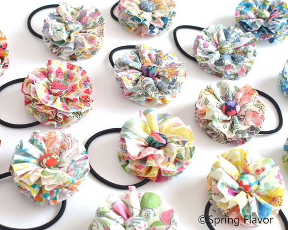 发圈 Ruffle flower hair tie - Liberty "Palmeira"[564] 第9張的照片