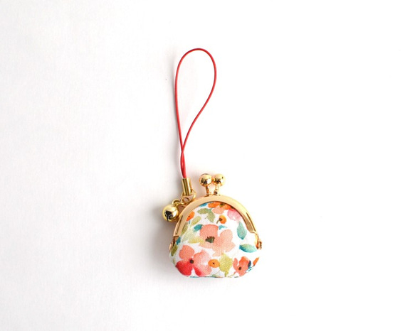 Tiny kiss lock purse with strap - Coral Flowers [410] 第1張的照片