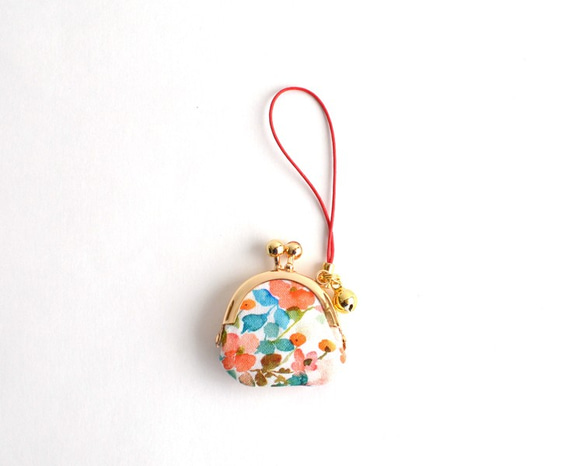 Tiny kiss lock purse with strap - Coral Flowers [410] 第2張的照片