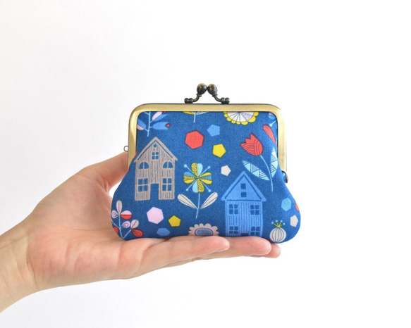 Frame purse(MS) - Novelty "Scandi Houses" Blue [867] 第1張的照片