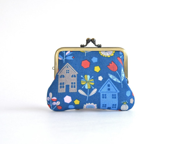 Frame purse(MS) - Novelty "Scandi Houses" Blue [867] 第2張的照片