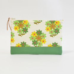 Retro floral fabric zipper pouch with cotton - green [017] 第2張的照片