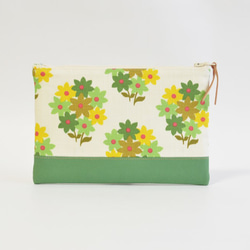 Retro floral fabric zipper pouch with cotton - green [017] 第3張的照片