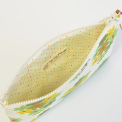 Retro floral fabric zipper pouch with cotton - green [017] 第4張的照片