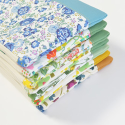 Retro floral fabric zipper pouch with cotton - green [017] 第7張的照片