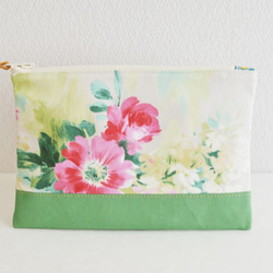 Elegant floral zipper pouch in green - roses [314] 第1張的照片