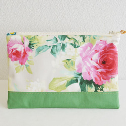 Elegant floral zipper pouch in green - roses [314] 第2張的照片