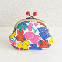 Vintage fruits art coin purse with red acrylic balls [478] 第2張的照片