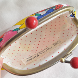 Vintage fruits art coin purse with red acrylic balls [478] 第4張的照片