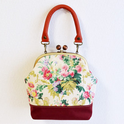 2 WAY frame bag -Victorian floral fabric- burgundy [316] 第1張的照片