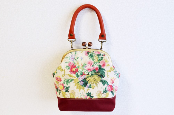 2 WAY frame bag -Victorian floral fabric- burgundy [316] 第1張的照片