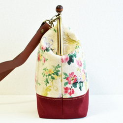 2 WAY frame bag -Victorian floral fabric- burgundy [316] 第4張的照片