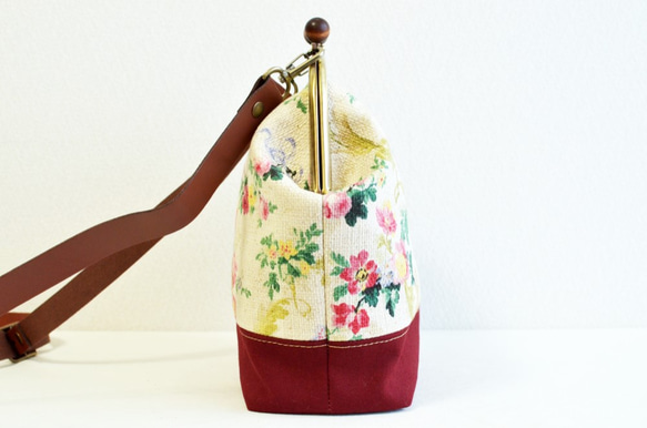 2 WAY frame bag -Victorian floral fabric- burgundy [316] 第4張的照片