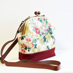 2 WAY frame bag -Victorian floral fabric- burgundy [316] 第5張的照片