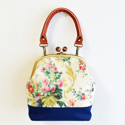 2 WAY frame bag -Victorian floral fabric- navy blue [317] 第2張的照片