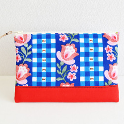 Zipper pouch|vintage|retro scandi floral|blue red[321] 第1張的照片