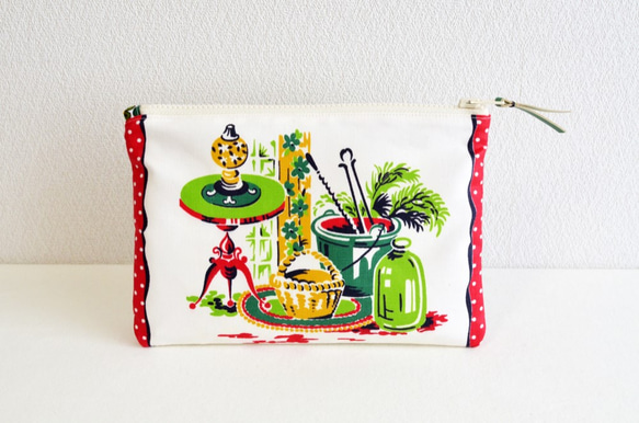 Zipper pouch | vintage | retro novelty | red white |  [323] 第2張的照片