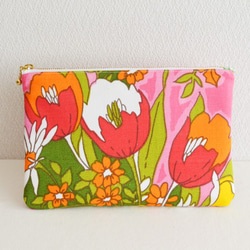 ///SALE/// Zipper pouch Vintage Retro floral -Pink-A-[325] 第1張的照片