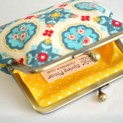 Retro folk floral frame coin purse|blue white dots|[228] 第3張的照片