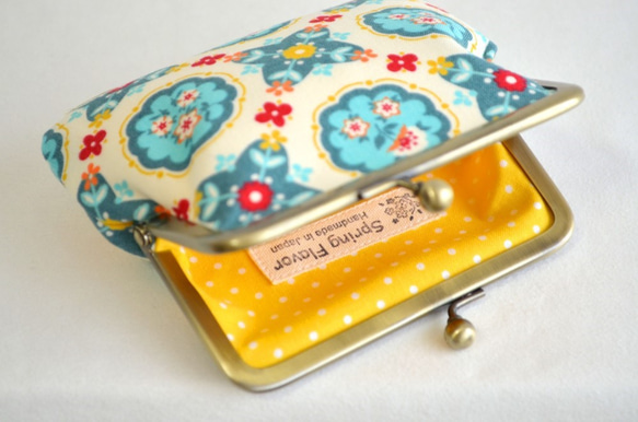 Retro folk floral frame coin purse|blue white dots|[228] 第3張的照片