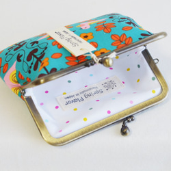 Retro bird frame coin purse|cotton|turquoise blue|[416] 第3張的照片