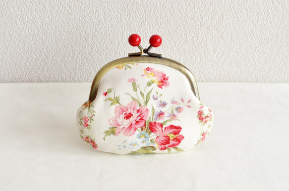 Shabby chic floral coin purse|red floral|[472] (F610) 第2張的照片