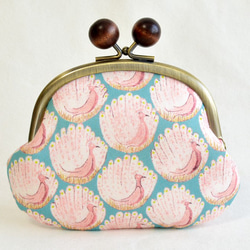 Frame purse|Liberty|Peacocks|cotton|blue pink [641] (F610) 第2張的照片