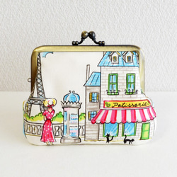 Paris cafe art print frame purse|cotton|[430] 第1張的照片