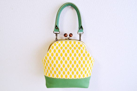 2WAY frame bag -Vintage geometric fabric- yellow, green[380] 第6張的照片