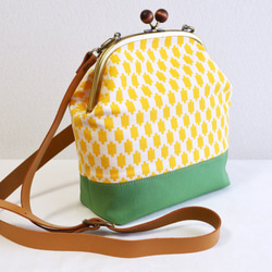 2WAY frame bag -Vintage geometric fabric- yellow, green[380] 第4張的照片