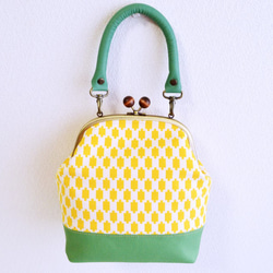 2WAY frame bag -Vintage geometric fabric- yellow, green[380] 第1張的照片