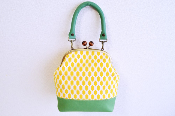2WAY frame bag -Vintage geometric fabric- yellow, green[380] 第1張的照片
