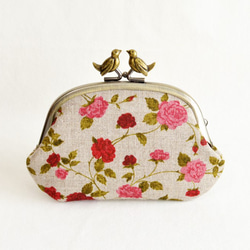 Shabby rustic floral frame coin purse with birds|roses|[507] 第2張的照片