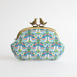 Liberty floral frame coin purse with birds - turquoise [922] 第1張的照片