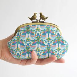 Liberty floral frame coin purse with birds - turquoise [922] 第4張的照片