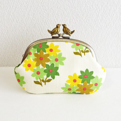 {花卉口金包} Floral frame purse with birds -green floral[402] 第1張的照片