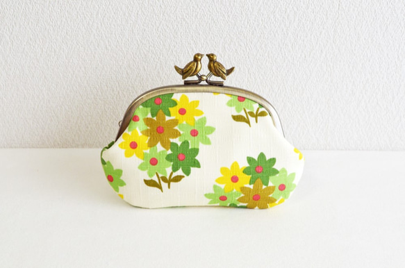 {花卉口金包} Floral frame purse with birds -green floral[402] 第1張的照片