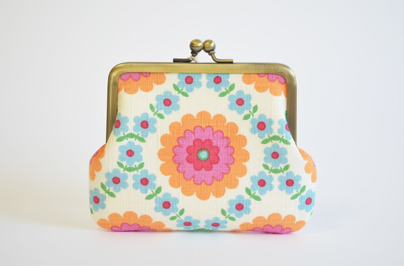 Scandi folk floral coin purse - blue and orange [279] 第2張的照片