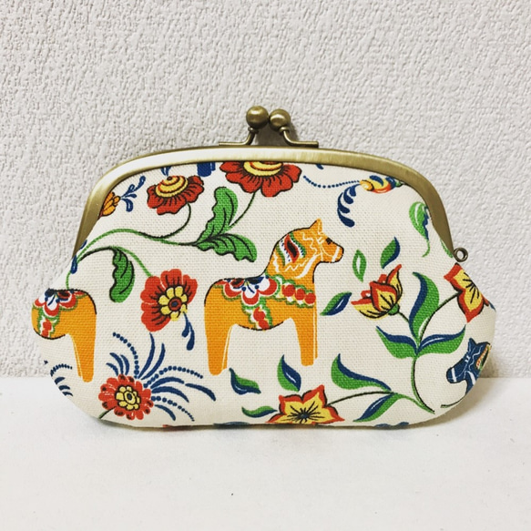 Double clasp/frame purse - Scandi Dala Horse - [441] 第2張的照片