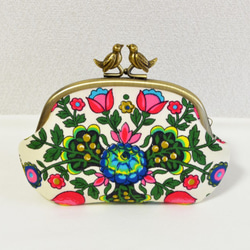 Vintage retro folk floral frame coin purse with birds[447] 第2張的照片