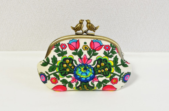 Vintage retro folk floral frame coin purse with birds[447] 第2張的照片