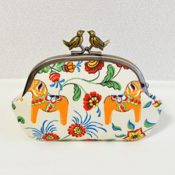 Scandi novelty "Dala Horse" frame coin purse with birds[448] 第2張的照片