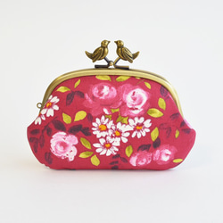 French raspberry red floral frame coin purse with birds[718] 第1張的照片