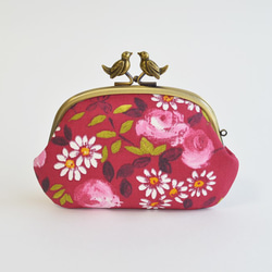 French raspberry red floral frame coin purse with birds[718] 第2張的照片