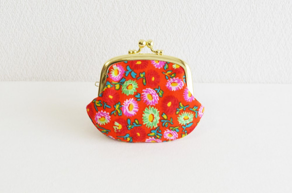 {花卉口金包} Retro floral coin purse - tomato red [415] 第1張的照片