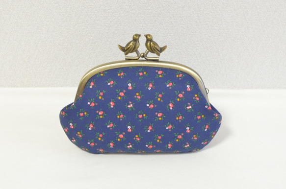 Prepy navy floral frame coin purse with birds[454] 第2張的照片