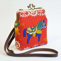 Mini shoulder bag - Vintage Scandi Dala horse - red [697] 第1張的照片