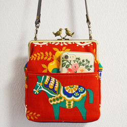 Mini shoulder bag - Vintage Scandi Dala horse - red [697] 第7張的照片